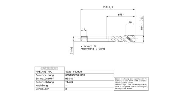 Machos de roscar M14 / 7GX / DIN 376 / HSS-E / TiAlN